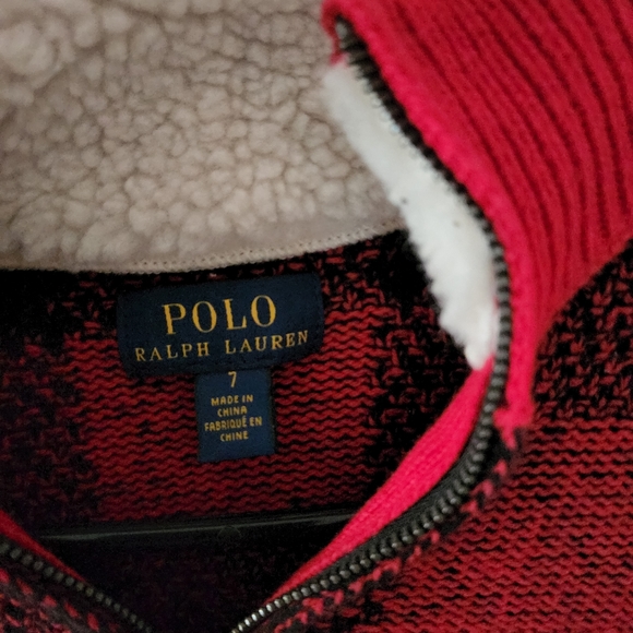 Polo Ralph Lauren kids unisex wool and cotton faux fur sweater size 7 - Picture 3 of 3